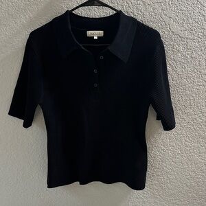 Roolee Black Ribbed Button Down Shirt- NWOT